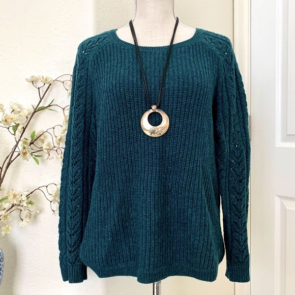 LOFT Pullover Sweater w/ Crocheted Arms - Picture 3 of 14